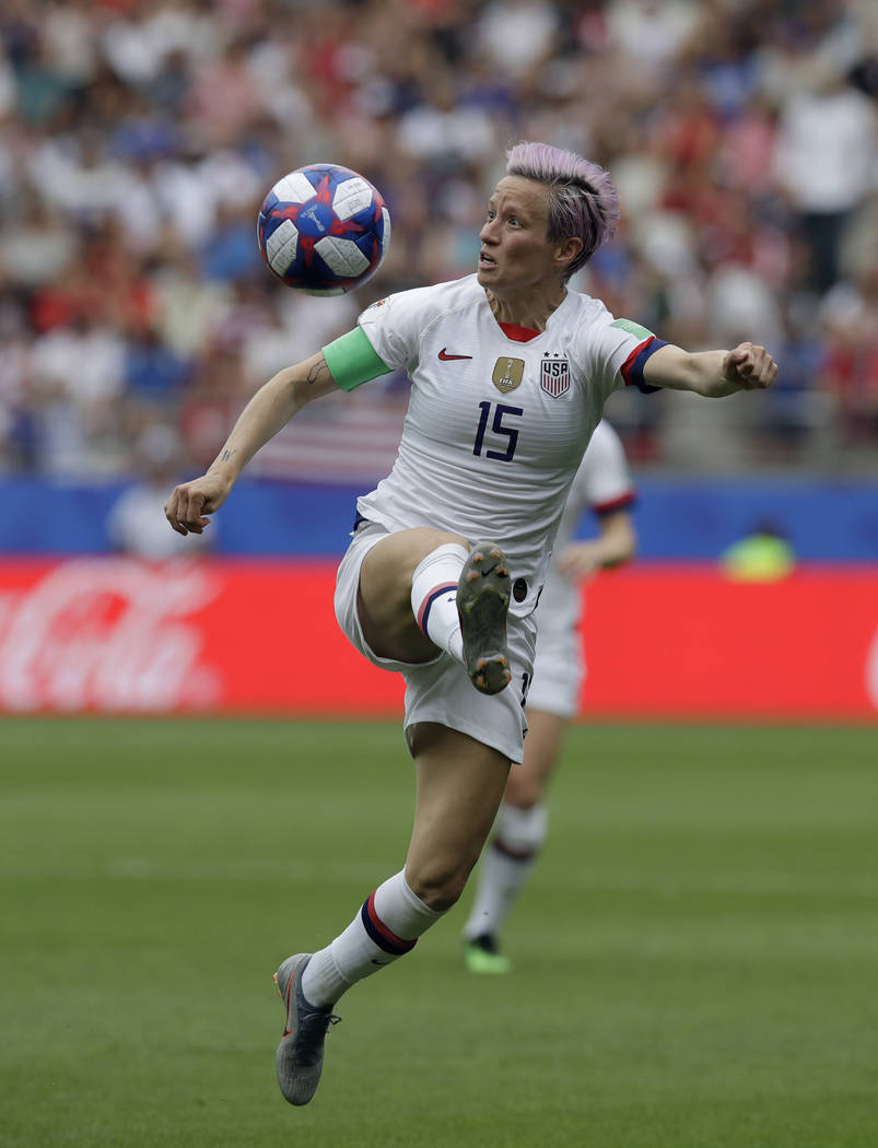 United States'Megan Rapinoe controls the ball during the Women's World Cup round of 16 soccer m ...
