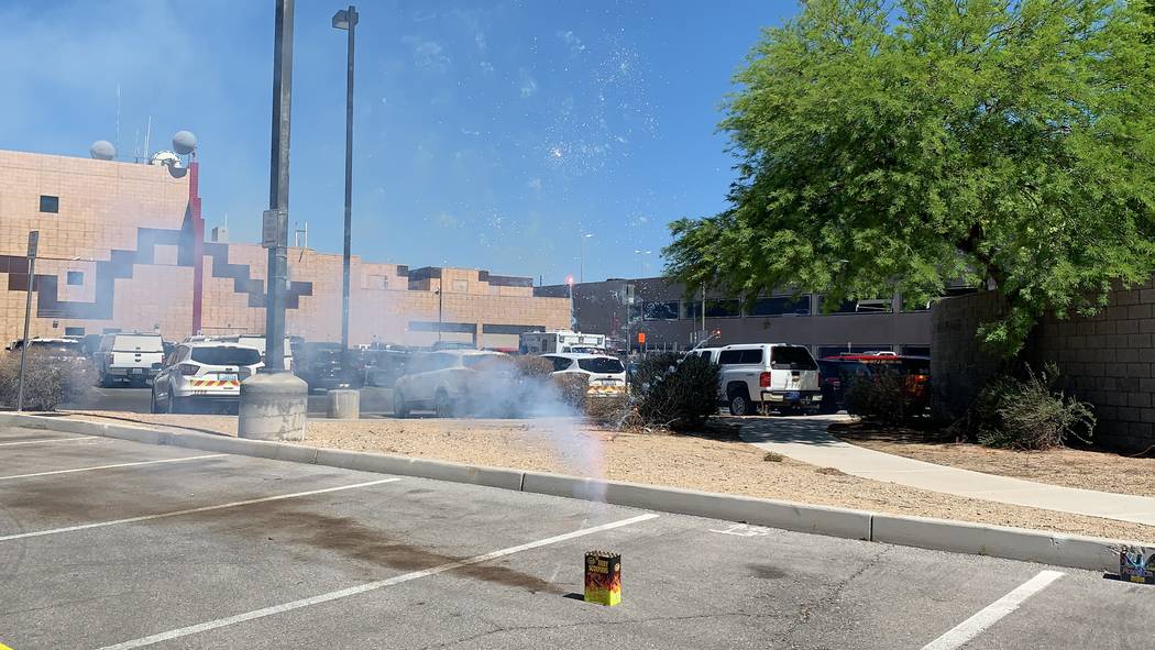 The Las Vegas Fire Department had a demonstration of safe and illegal fireworks on Thursday, Ju ...