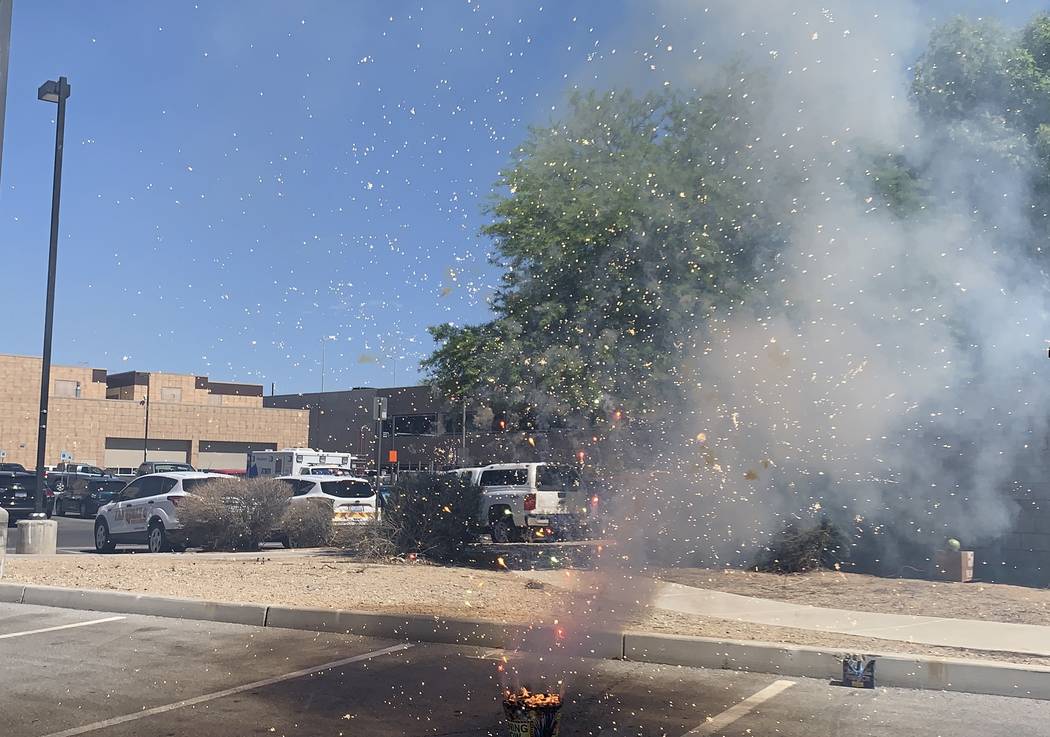 The Las Vegas Fire Department had a demonstration of safe and illegal fireworks on Thursday, Ju ...