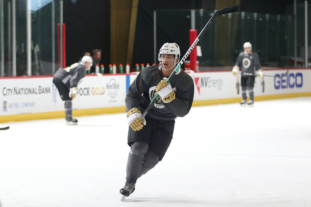 Vegas Golden Knights Marcus Kallionkieli (53) skates during development camp at City National A ...