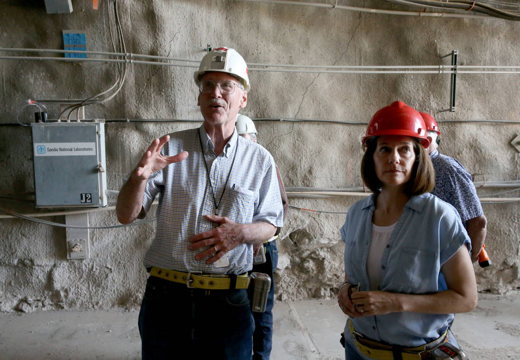 U.S. Sen. Catherine Cortez Masto, D-Nev., gets a tour of Yucca Mountain 90 miles northwest of L ...