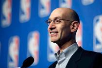 NBA Commissioner Adam Silver speaks at a news conference during the NBA board of governors meet ...