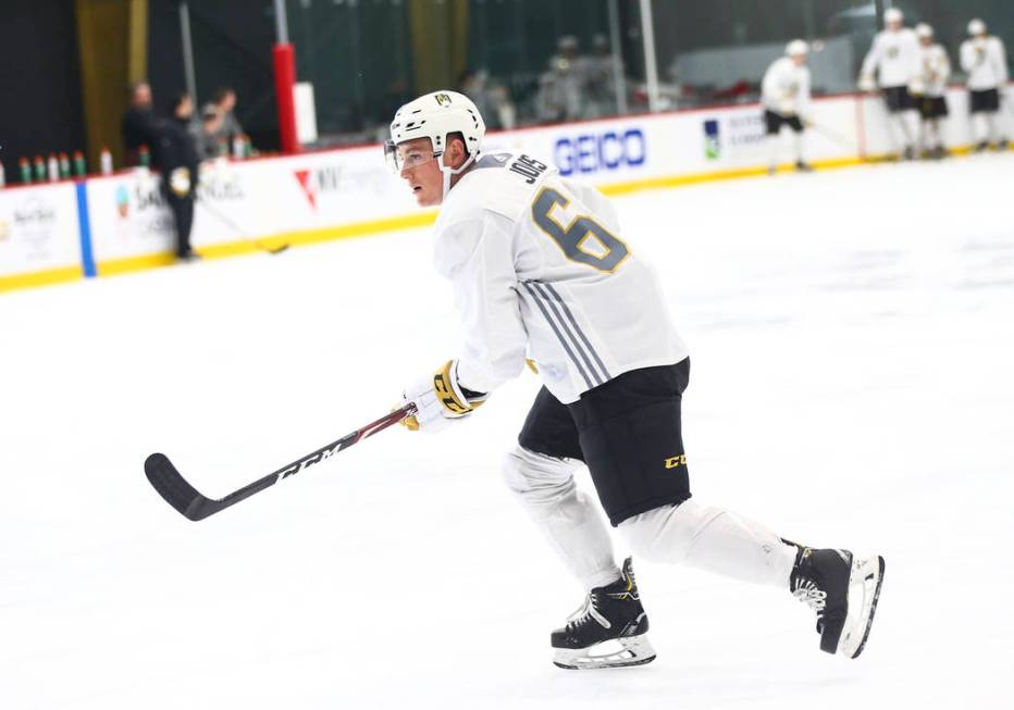 Golden Knights prostect Ben Jones (64) skates by during the first day of development camp at Ci ...