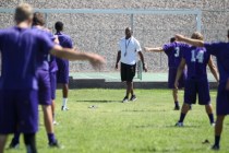 Former UNLV and NFL star Randall Cunningham, Silverado High School‘s football coach, w ...