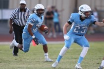 Foothill‘s Justice Jackson (34) runs the ball against Silverado during a football game ...