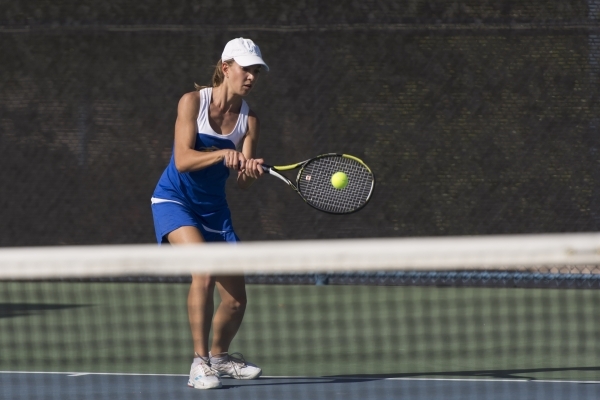 Andrada Stanciu of Sierra Vista High School plays against Faith Lutheran High School during ...