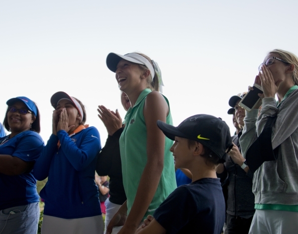 Annick Haczkiewicz of Palo Verde High School is awarded first place during the girls state c ...