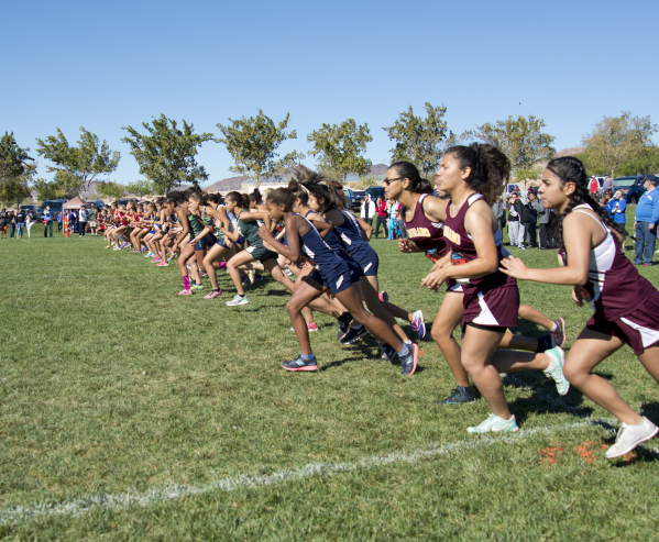 Racers begin the Division I Sunrise cross country regional final race at Veterans Memorial P ...