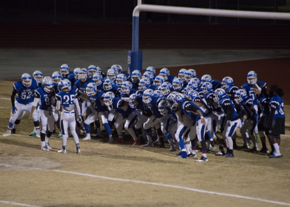 The Basic High School football team gathers before the Sunrise Region semifinal against Silv ...