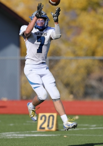 Pahranagat Valley‘s Shawn Wadsworth makes a reception in the first half of the the NIA ...