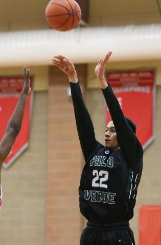 Palo Verde‘s Taylor Miller shoots the ball during a basketball game against Arbor View at ...