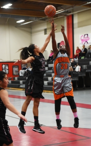 Chaparral‘s Marcia Hawkins (20) shoots the ball against Utah‘s Layton Christian ...