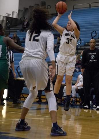 Foothill‘s Bri Rosales (31) takes a shot at the basket during their home game against ...