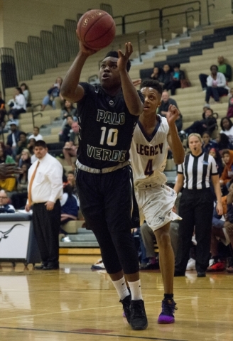 Palo VerdeÃ«s Joshua Darling (10) goes up for a shot during their game against Legacy at L ...