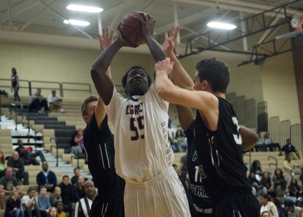 Legacy‘s De‘Andre Winder (55) shoots during their home game against Palo Verde i ...