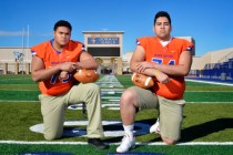 Jaron Caldwell, left, and Julio Garcia II, are shown at Bishop Gorman Catholic High School a ...