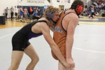 Durango 152 pounder Jacob Bourgault works Legacy‘s Jacob Brents back into the circle, ...