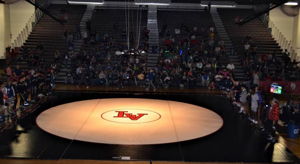 The finalists are introduced during faceoffs prior to the start of the Sunrise Region wrestl ...