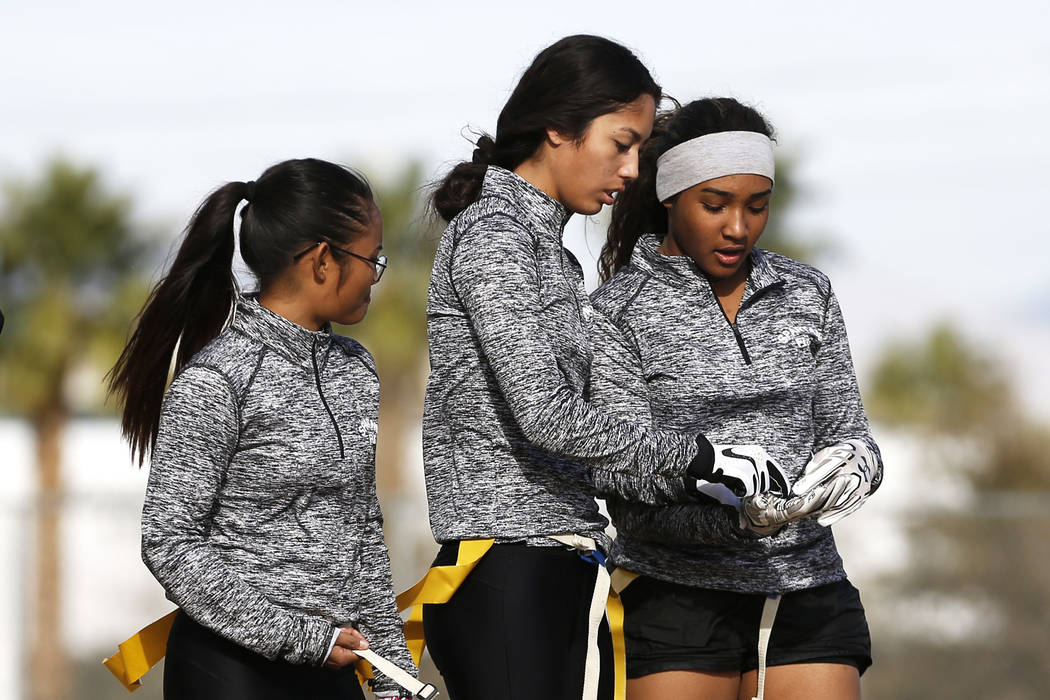 Tiarra Del Rosario, one of the best flag football players in the state, shows Catherine Java ...