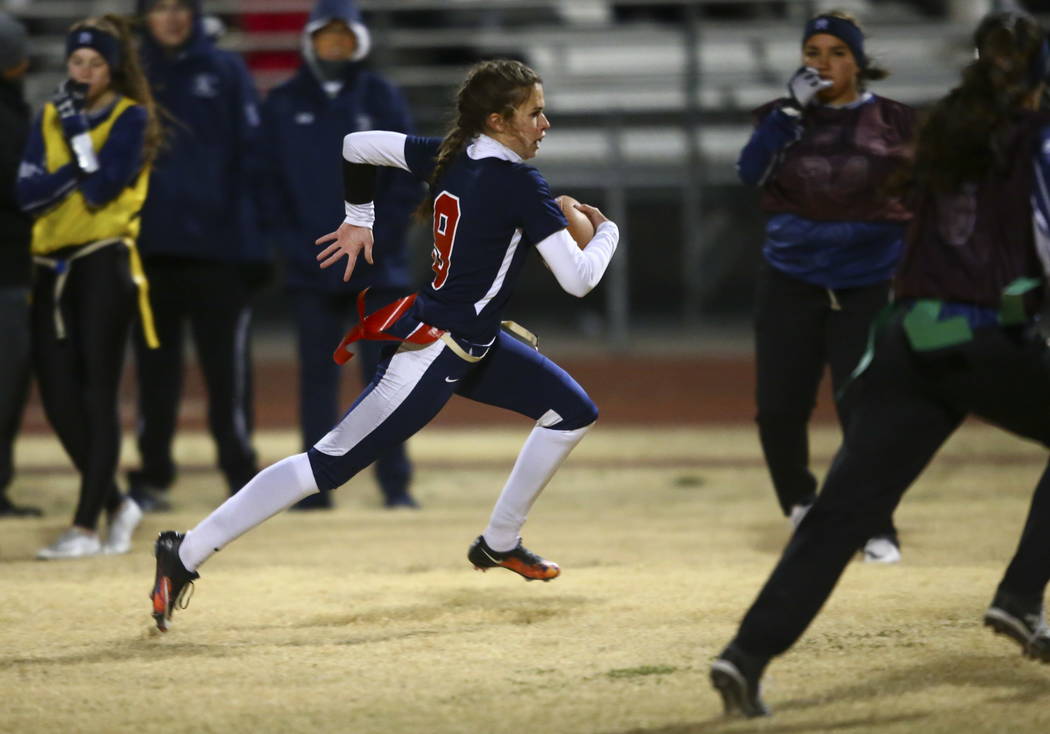 Coronado’s Caitlin Shannon (9) runs the ball against Shadow Ridge during the Class 4A ...