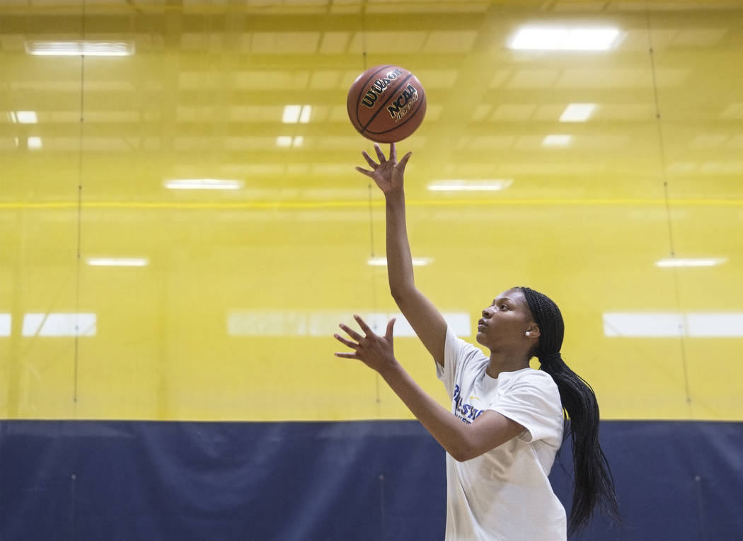 Centennial High School freshman point guard Taylor Bigby works out at Tarkanian Basketball A ...