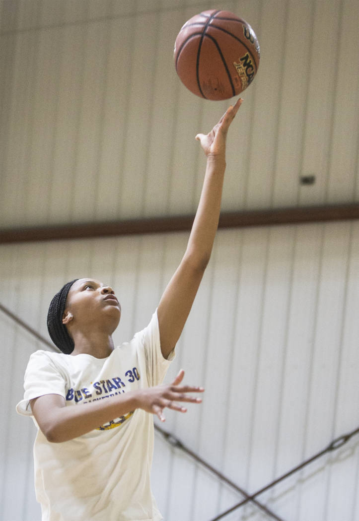 Centennial High School freshman point guard Taylor Bigby works out at Tarkanian Basketball A ...