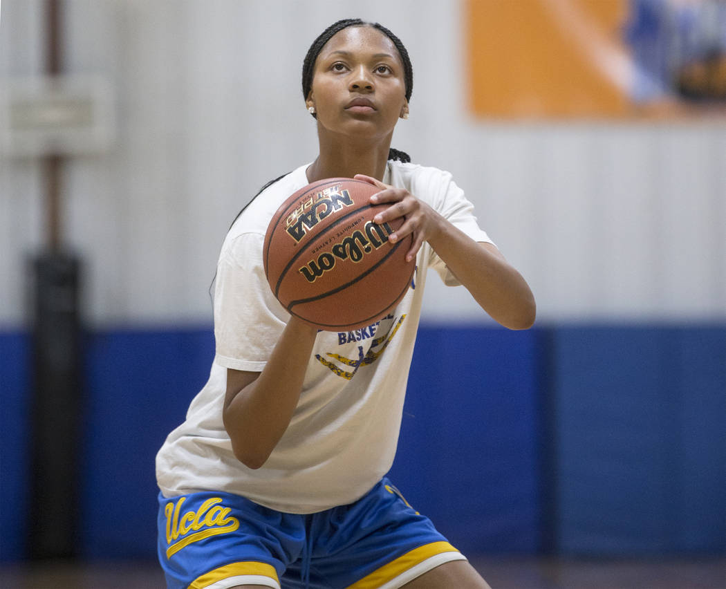 Centennial High School freshman point guard Taylor Bigby works out at Tarkanian Basketball A ...