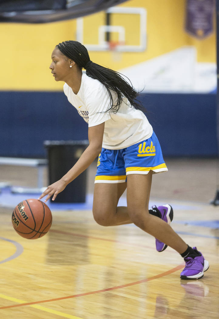 Centennial High School freshman point guard Taylor Bigby works out at Tarkanian Basketball A ...