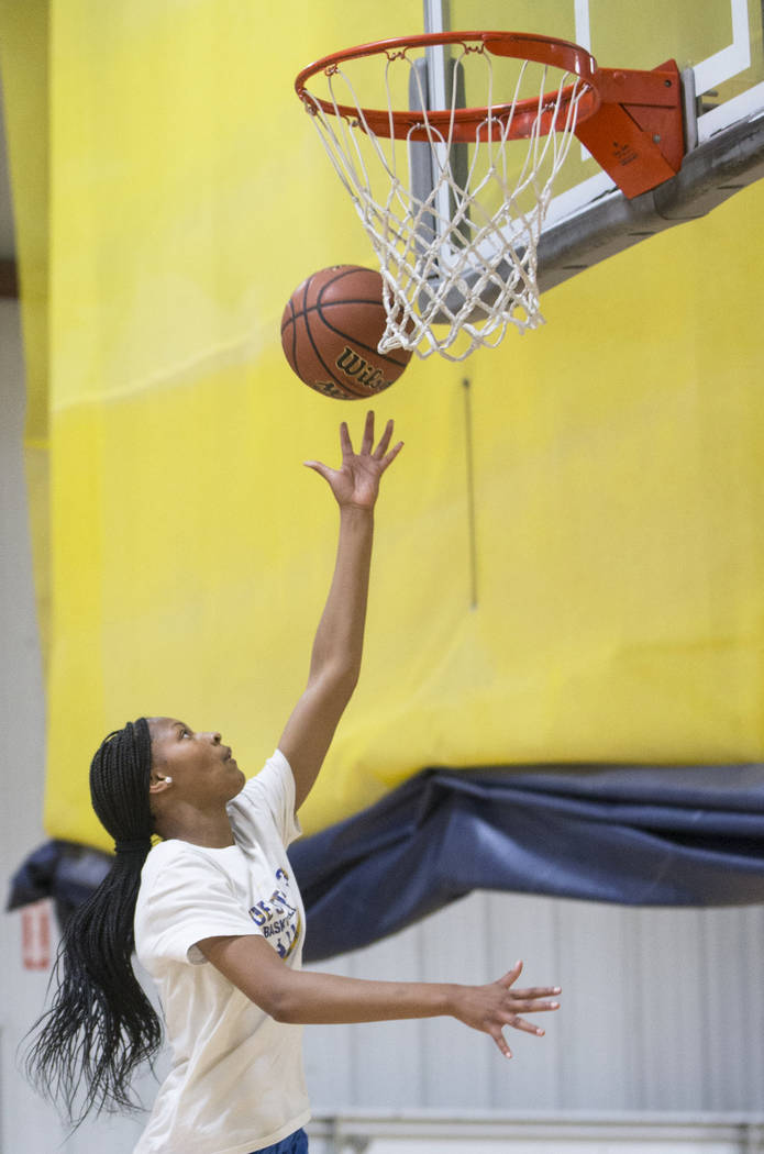 Centennial High School freshman point guard Taylor Bigby works out at Tarkanian Basketball A ...