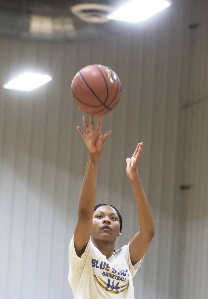 Centennial High School freshman point guard Taylor Bigby works out at Tarkanian Basketball A ...