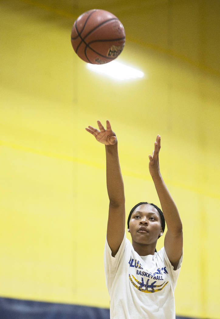 Centennial High School freshman point guard Taylor Bigby works out at Tarkanian Basketball A ...