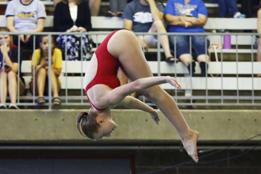 Elle Renner, of Tech, competes in the Class 3A Southern Region diving competition at UNLV&#8 ...