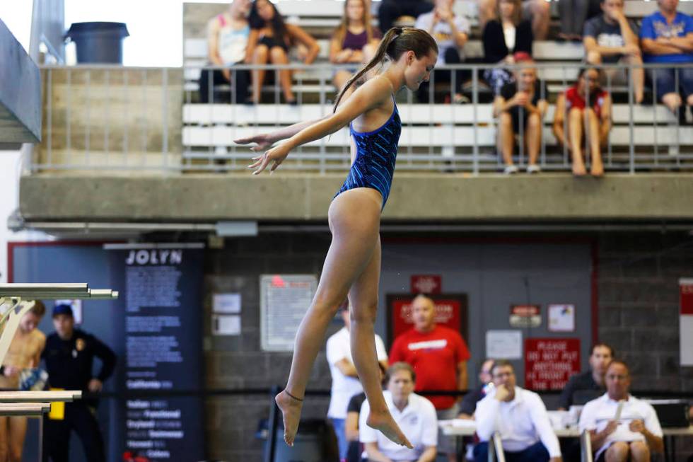Taylor Moore, of Foothill High School, competes in the Class 4A Sunrise diving competition a ...