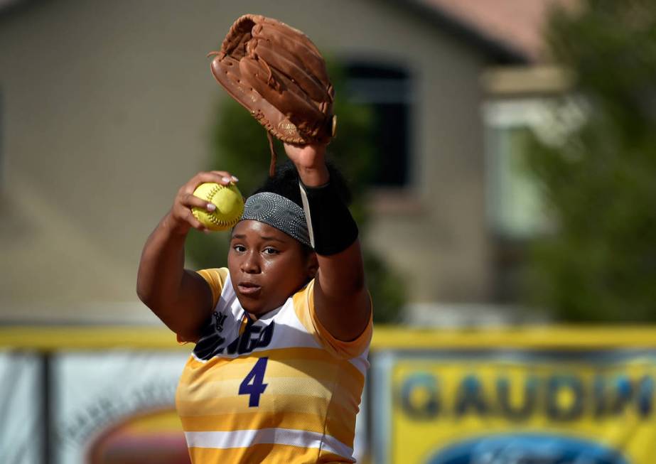 Durango pitcher Trinity Valentine winds up against Centennial during a high school softball ...