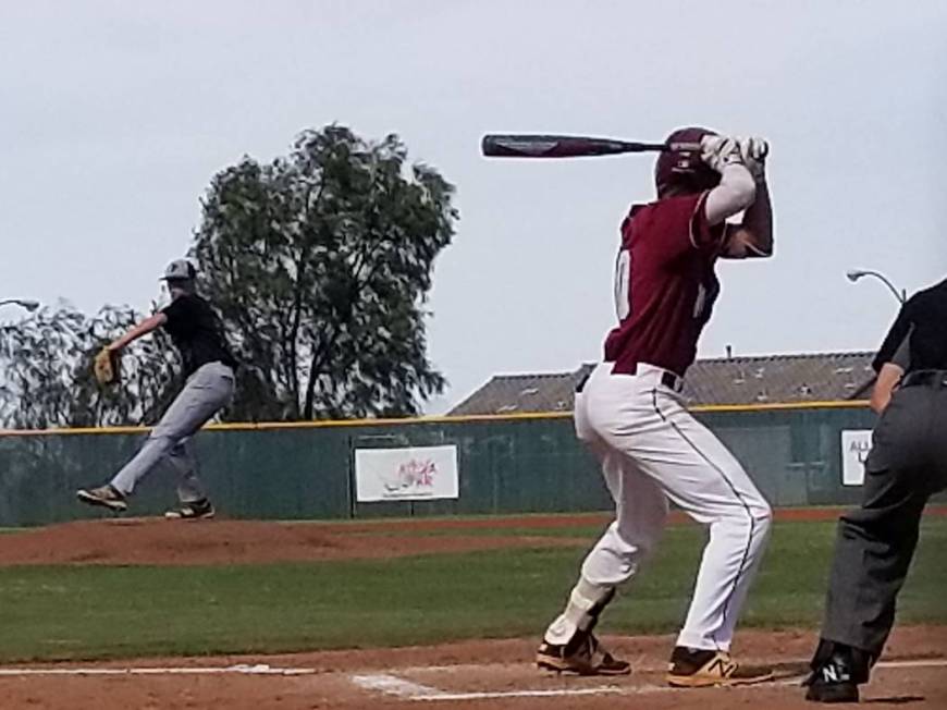 Palo Verde starer Bryce Robison fires a pitch to Desert Oasis’ Cole Schaefer in the fi ...