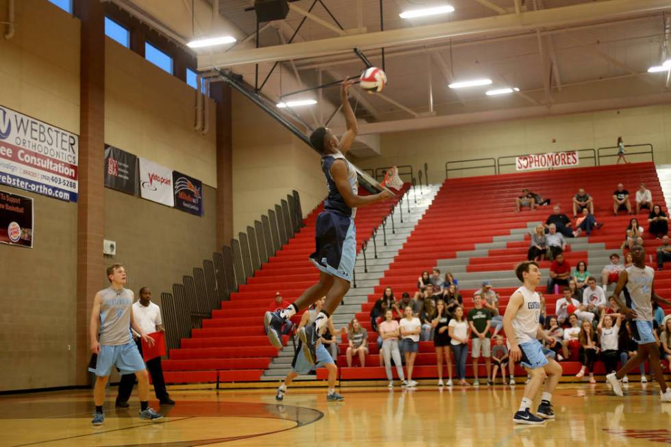 Centennial High School’s Ferries Gardner (3) hits the ball against Palo Verde High Sc ...