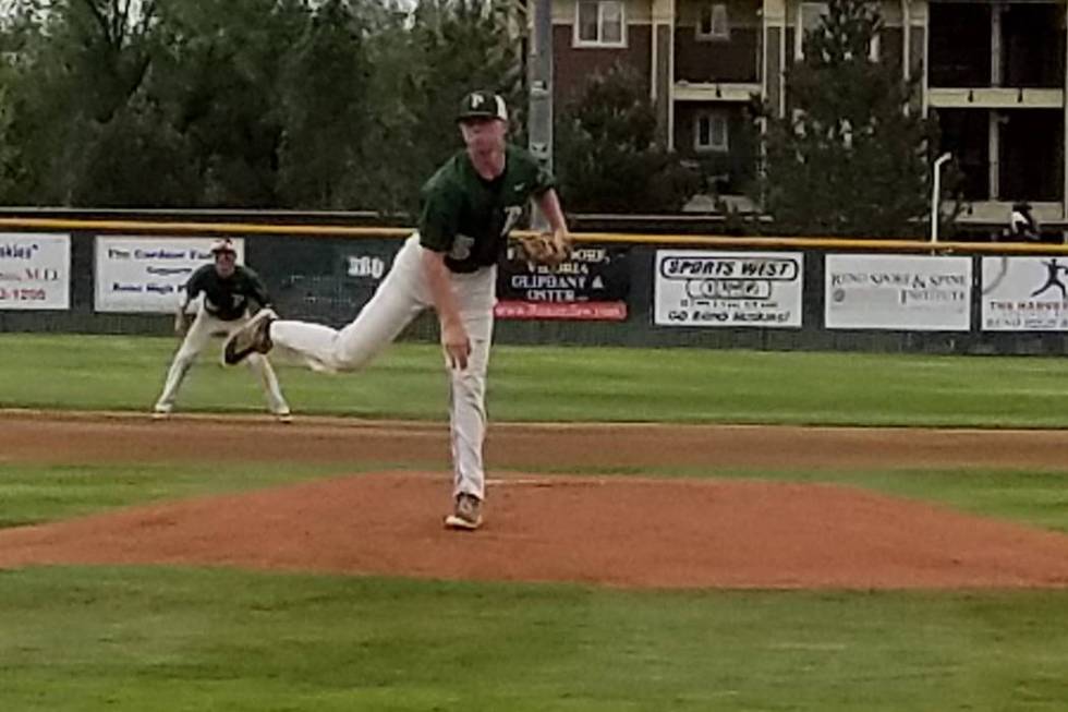 Palo Verde’s Bryce Robison fires a pitch against Reno in the Class 4A state baseball t ...