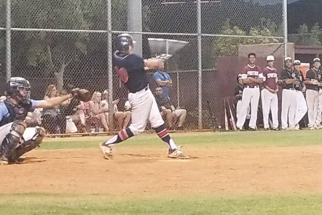 Coronado’s Cristian Herrera doubles during the Class 4A Senior All-Star Game at Faith ...