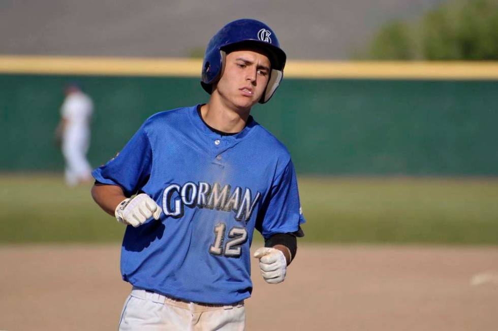 Kenny Meimerstorf rounds third after his homerun during play against Reno at Bishop Manogue ...