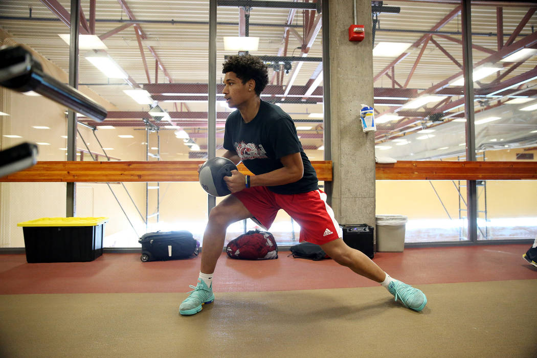 Daishen Nix, 16, during a fitness training session with his basketball team at YMCA, 4141 Me ...