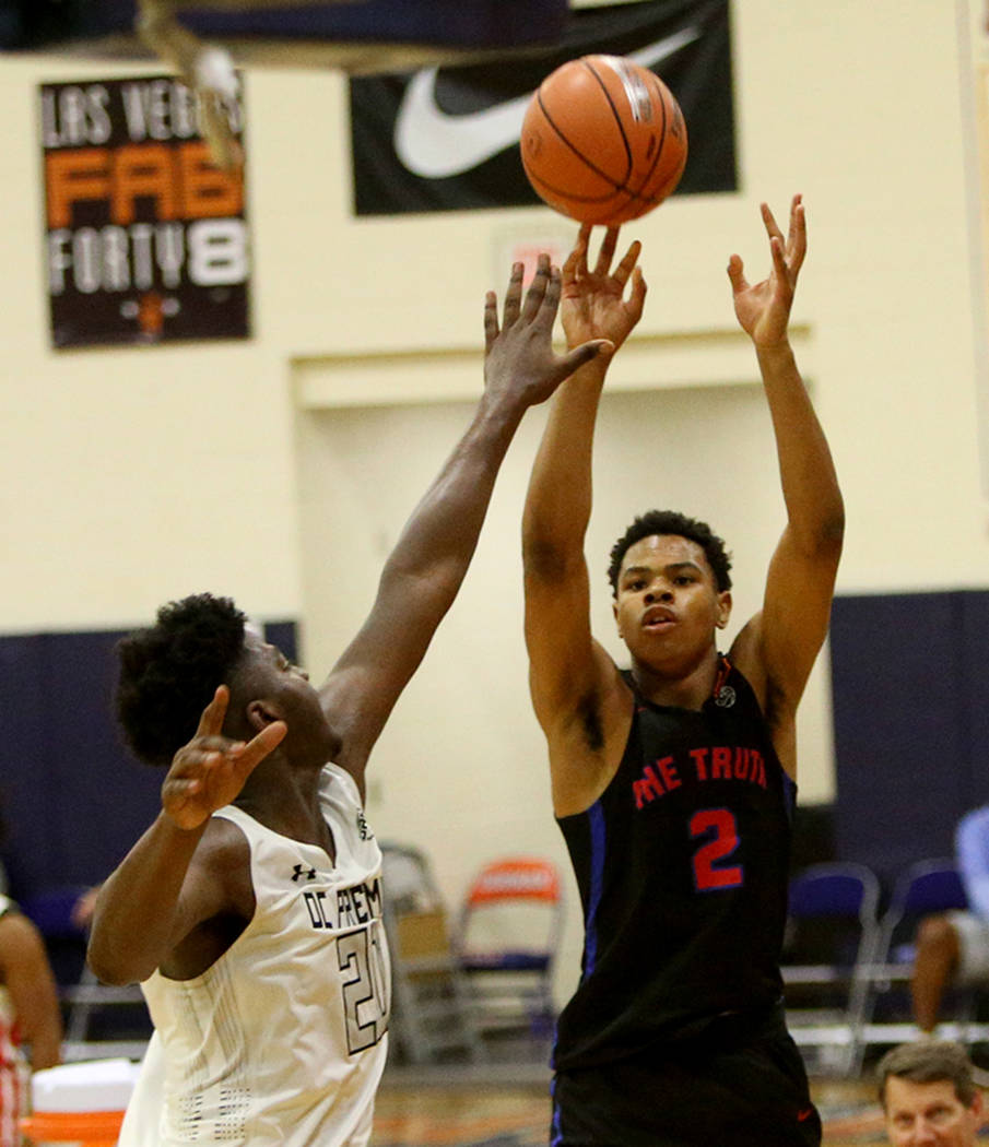 The Truth’s Keshad Johnson (2) shoots for a basket against DC Premier’s Makhel M ...