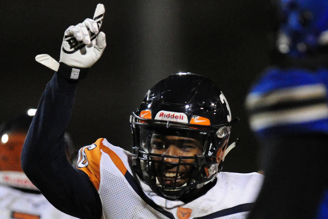 Legacy running back Amorey Foster celebrates a touchdown against Sierra Vista in the first h ...