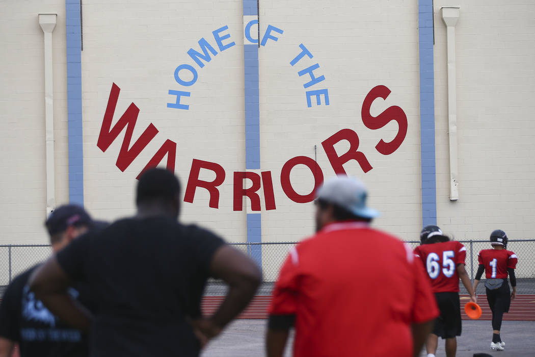 Football practice at Western High School in Las Vegas on Wednesday, Aug. 30, 2017. The team ...