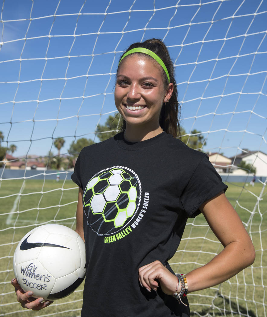 Green Valley’s Taylor O’Neill, 17, poses for a photograph during team practice a ...