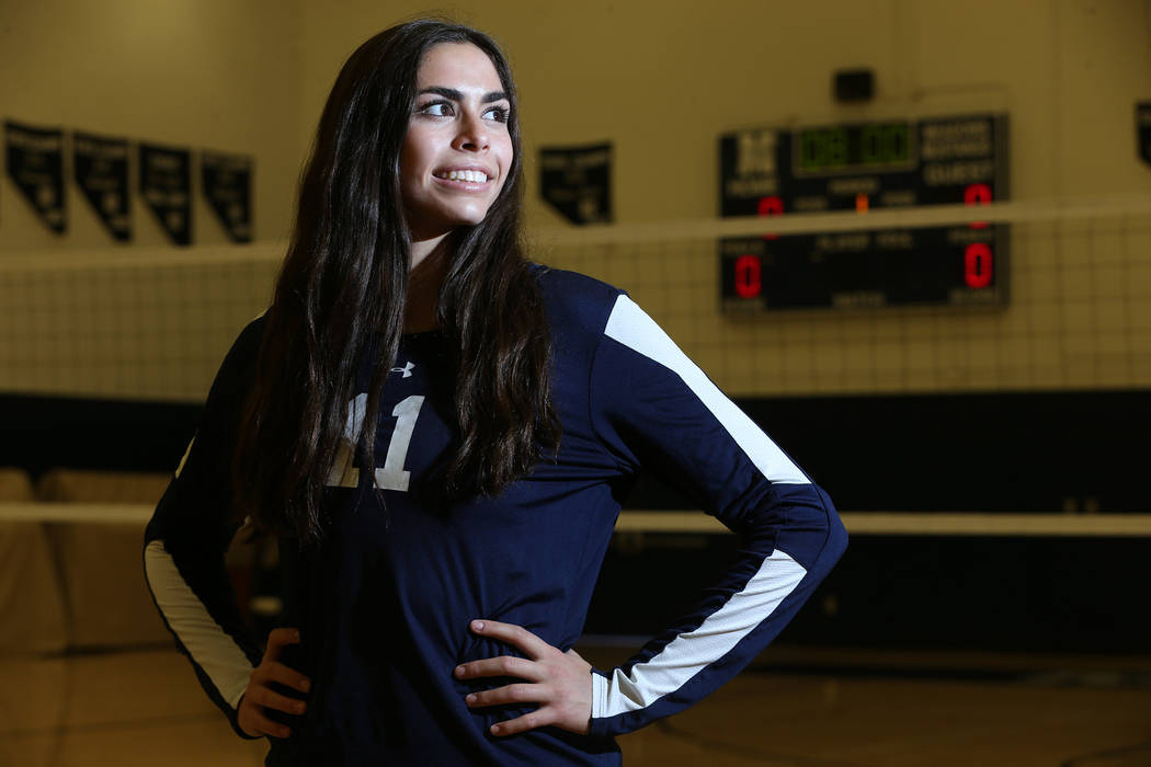 Dani Mason, 18, captain for The Meadows girl’s varsity volleyball team, poses for a po ...