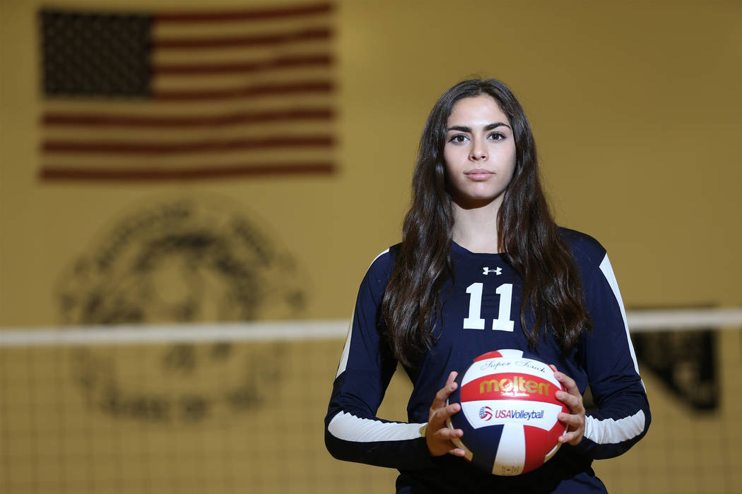 Dani Mason, 18, captain for The Meadows girl’s varsity volleyball team, poses for a po ...