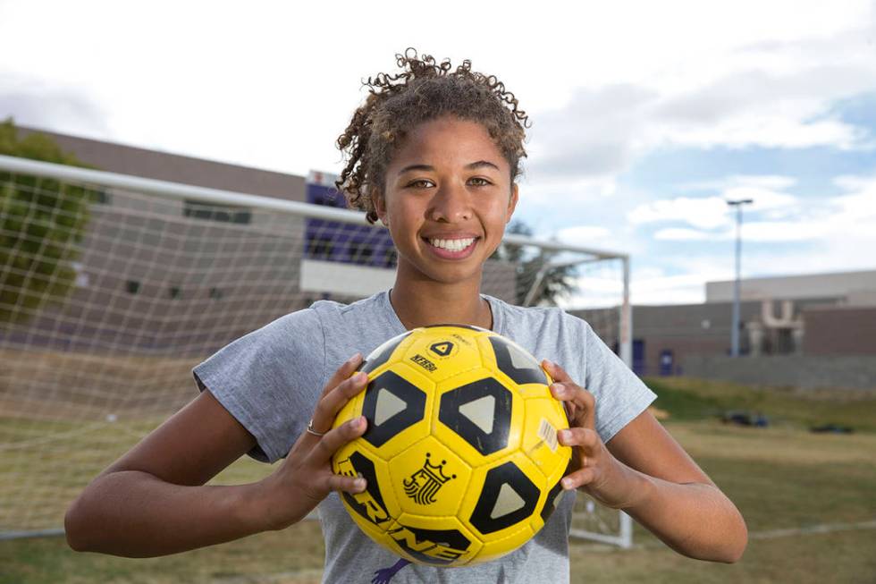 Durango senior soccer player Laila Loring poses before practice at Durango High School in La ...