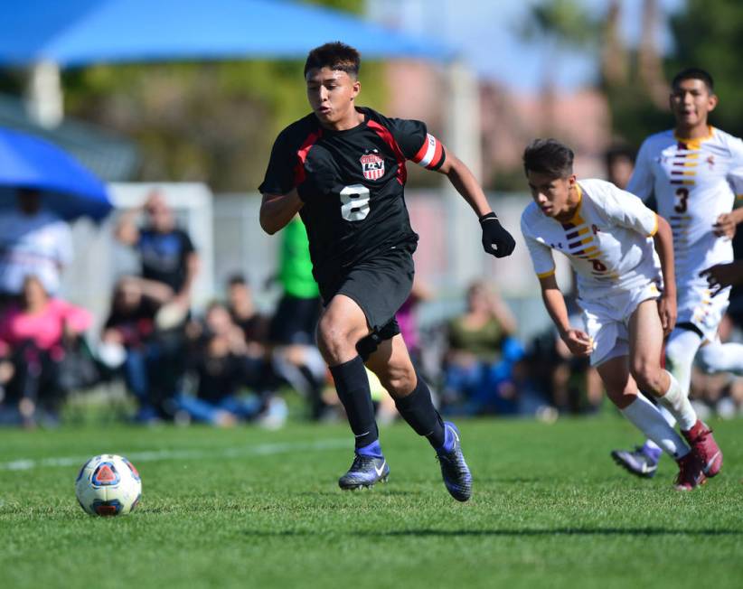 Las Vegas High School’s Daniel Rangel (8) finds open space in the second half of the 3 ...