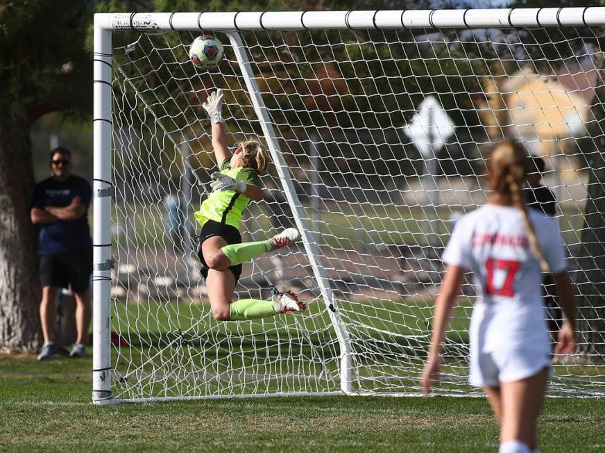 Coronado’s Taylor Book gives up a goal to Bishop Gorman in the final moments of the De ...