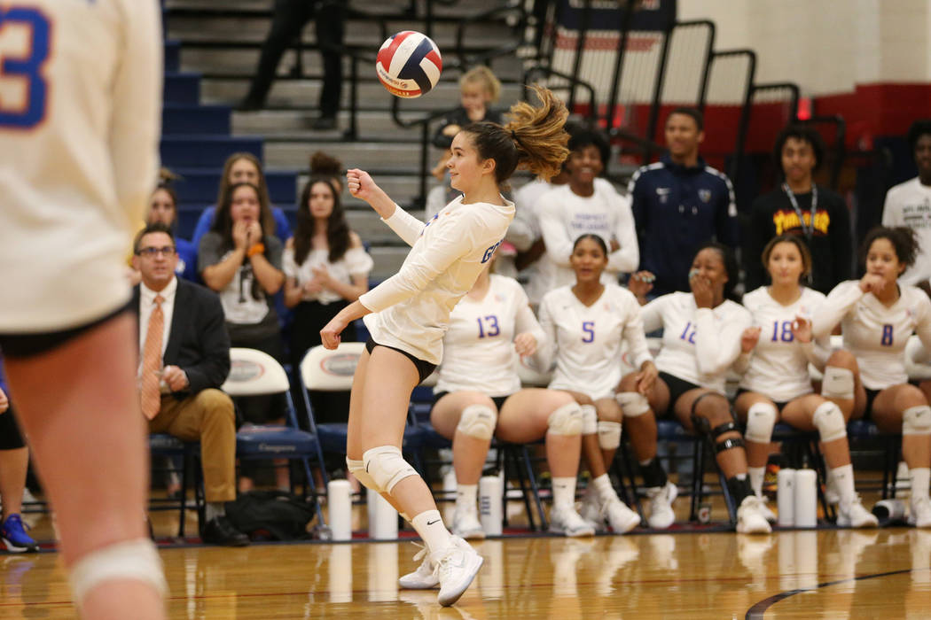 Bishop Gorman’s Caroline Edgeworth (11) saves the ball against Palo Verde during the t ...